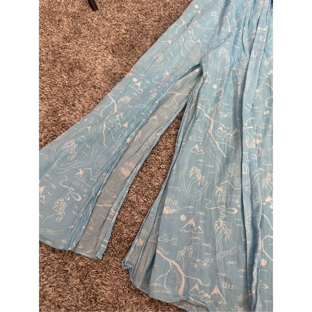& Other Stories Paris Atelier Slit Crepe Midi Skirt Belt Blue Palm Tree Shell 4 - Picture 15 of 16